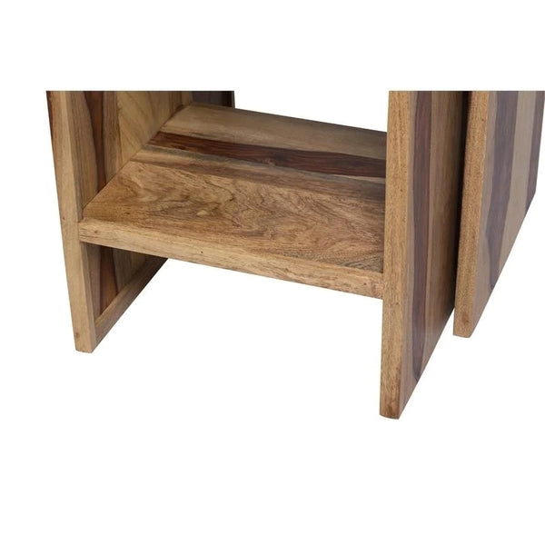 Sheesham Accents Solid Wood Set of 2 Nesting End Tables