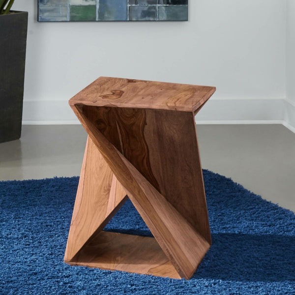 Daye Solid Wood Side Table In Rustic Teak Finish