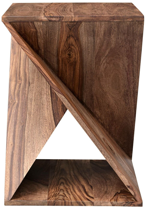 Daye Solid Wood Side Table In Rustic Teak Finish