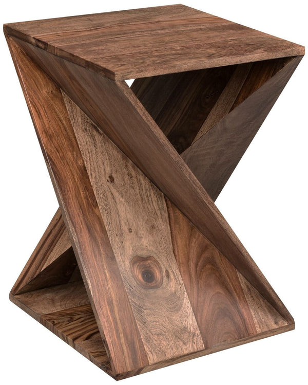 Daye Solid Wood Side Table In Rustic Teak Finish