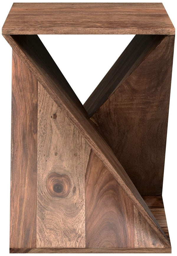 Daye Solid Wood Side Table In Rustic Teak Finish