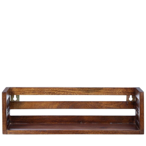 Sheesham Wood and Spindle Floating Book Shelves in Provincial Teak Finish