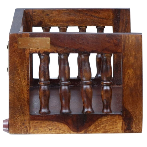 Sheesham Wood and Spindle Floating Book Shelves in Provincial Teak Finish