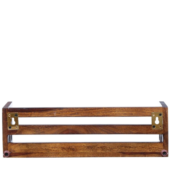 Sheesham Wood and Spindle Floating Book Shelves in Provincial Teak Finish