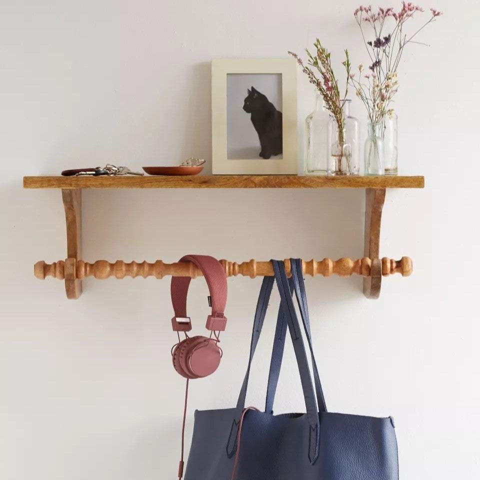 Wooden Shelf With Spindle Bar