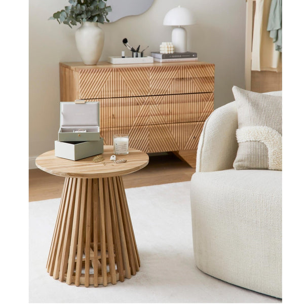 Jeanette round wooden side table