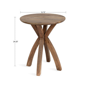 Round Wood Side Table, 20x20x25, Natural