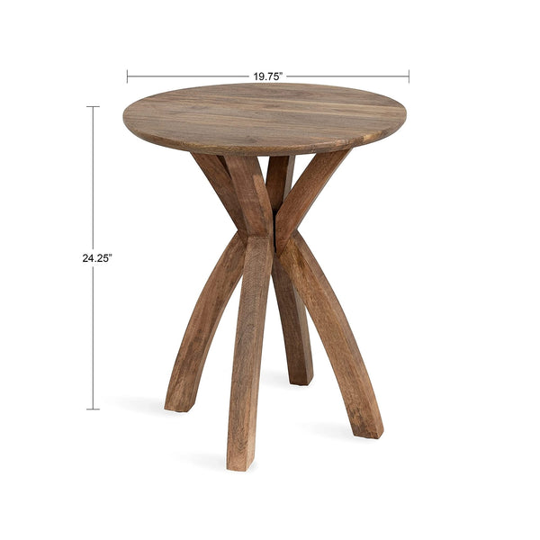 Round Wood Side Table, 20x20x25, Natural
