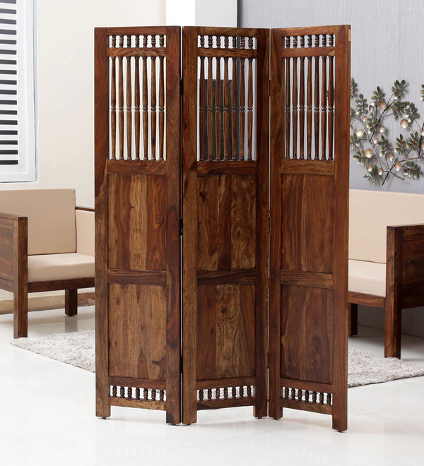 Taksh Sheesham Wood Room Divider in Natural Finish