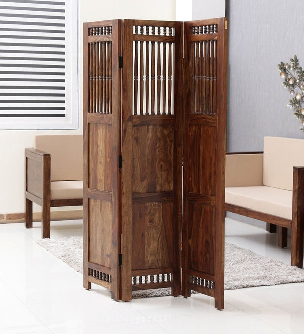 Taksh Sheesham Wood Room Divider in Natural Finish