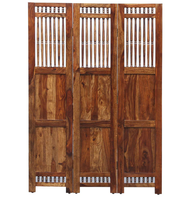 Taksh Sheesham Wood Room Divider in Natural Finish