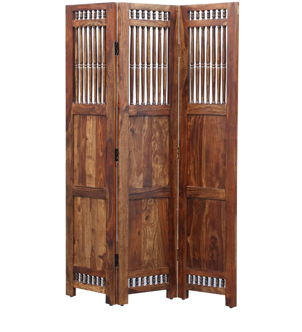 Taksh Sheesham Wood Room Divider in Natural Finish