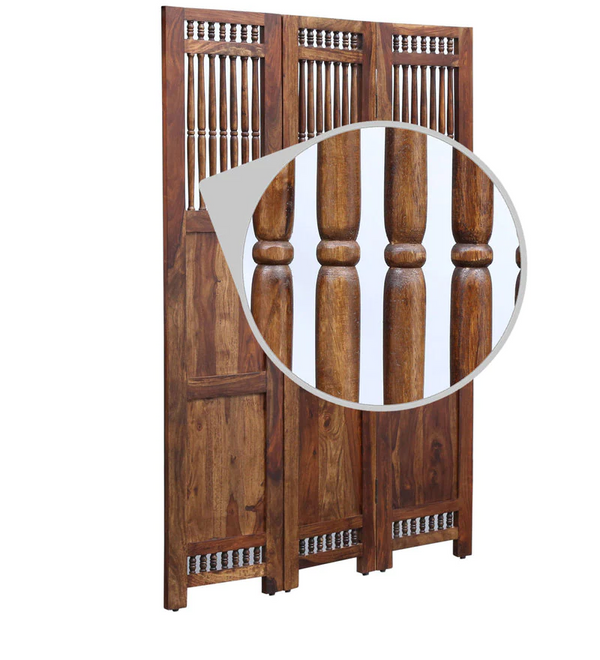 Taksh Sheesham Wood Room Divider in Natural Finish