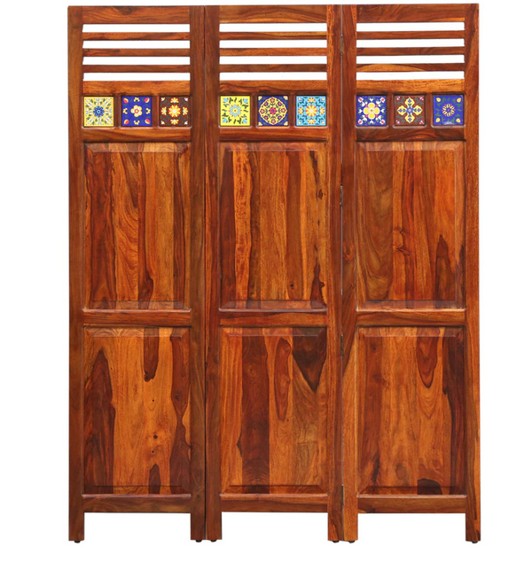 Siramika Sheesham Wood Room Divider in Natural Finish