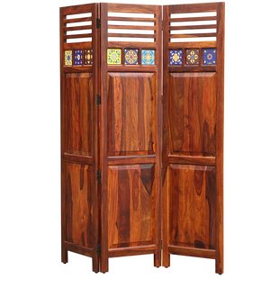 Siramika Sheesham Wood Room Divider in Natural Finish