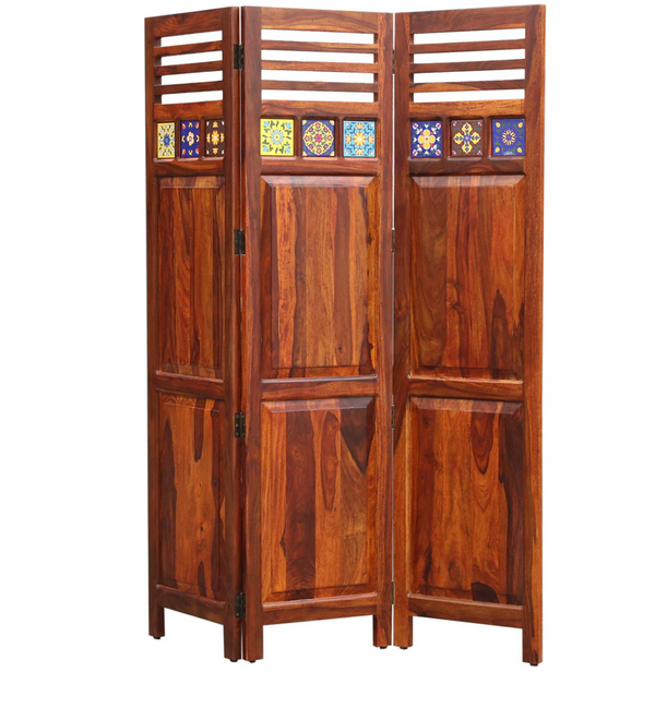 Siramika Sheesham Wood Room Divider in Natural Finish