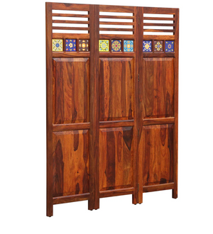 Siramika Sheesham Wood Room Divider in Natural Finish