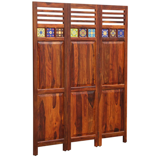 Siramika Sheesham Wood Room Divider in Natural Finish