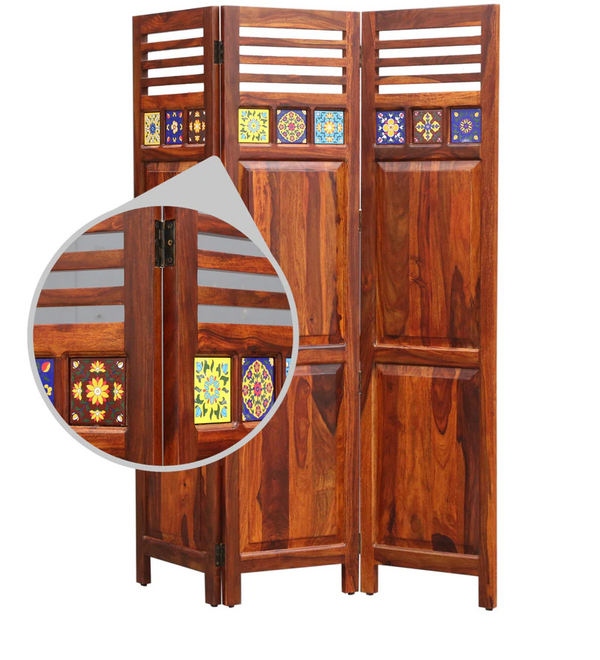 Siramika Sheesham Wood Room Divider in Natural Finish