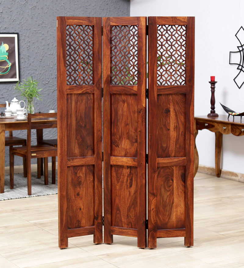 Florito Sheesham Wood Room Divider in Natural Finish