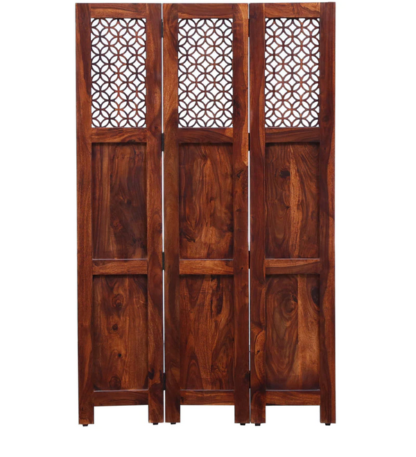 Florito Sheesham Wood Room Divider in Natural Finish