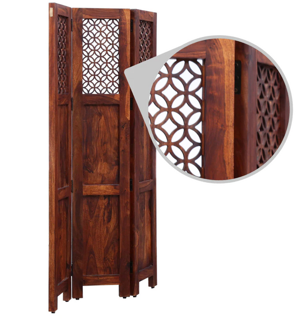 Florito Sheesham Wood Room Divider in Natural Finish
