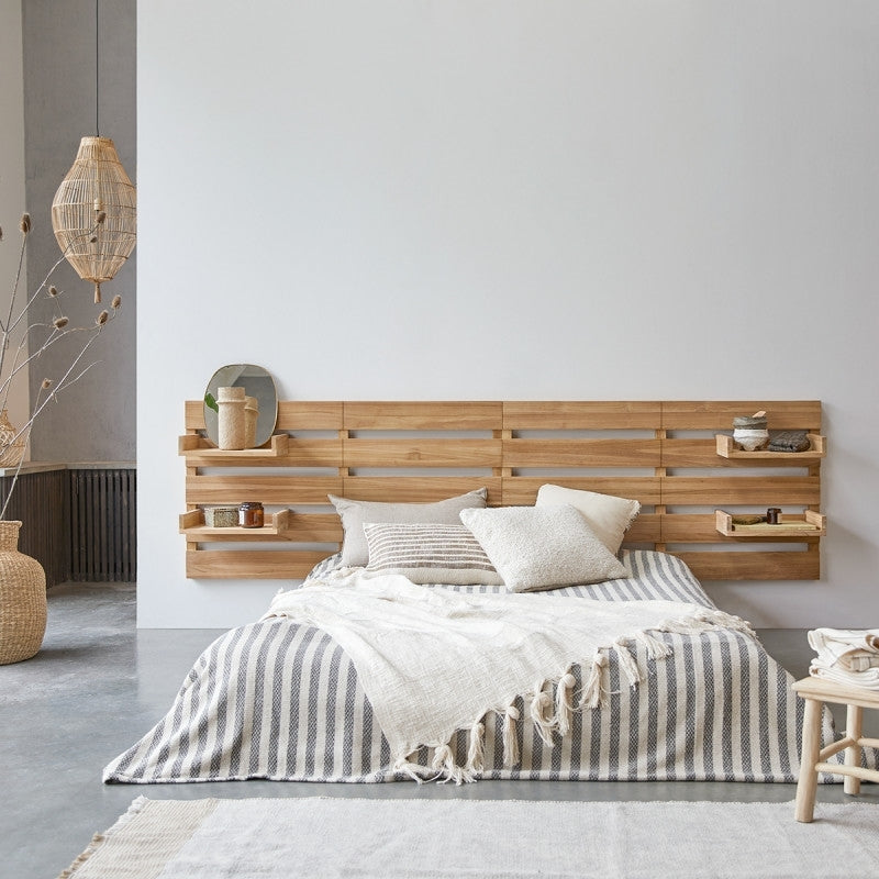 Urban - Solid teak wood headboard with shelves