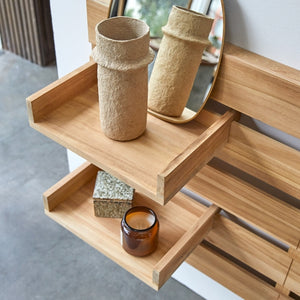 Urban - Solid teak wood headboard with shelves