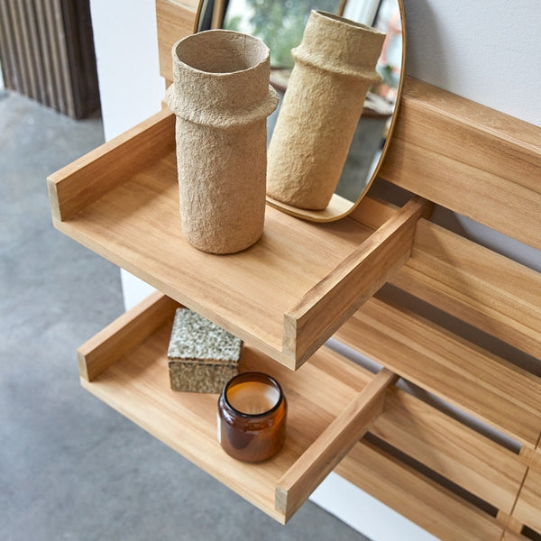 Urban - Solid teak wood headboard with shelves
