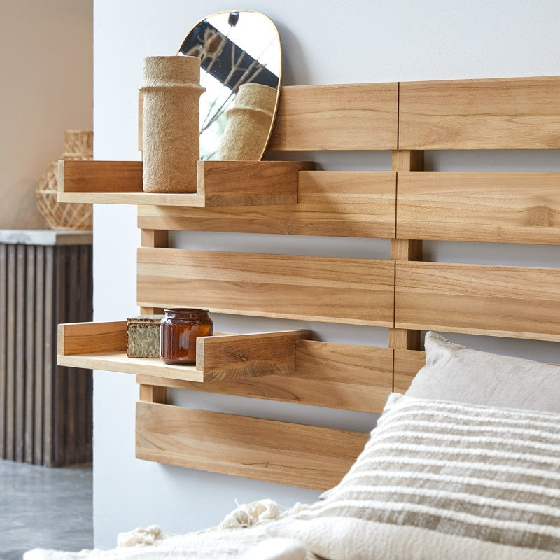 Urban - Solid teak wood headboard with shelves