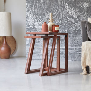 Reeves Solid Wood Nested Side Table In Honey Finish