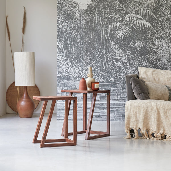 Reeves Solid Wood Nested Side Table In Honey Finish