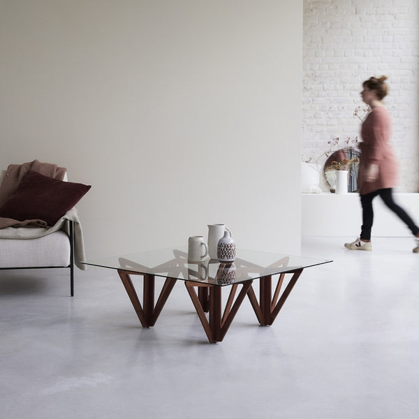 Solid teak coffee table with Glass top