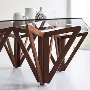 Solid teak coffee table with Glass top