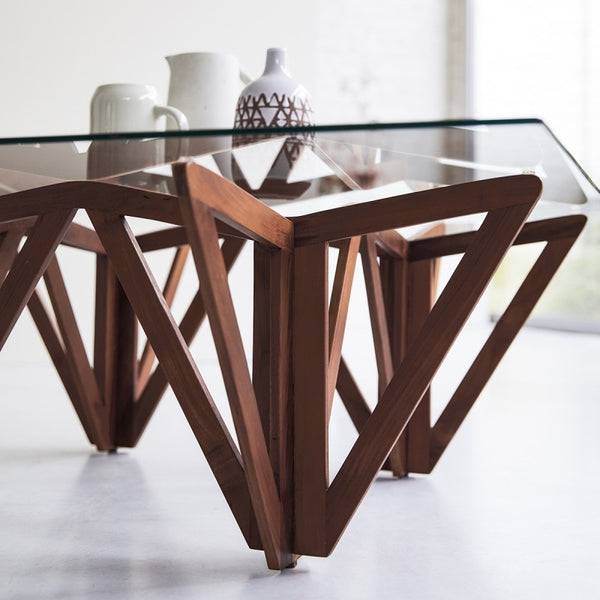 Solid teak coffee table with Glass top