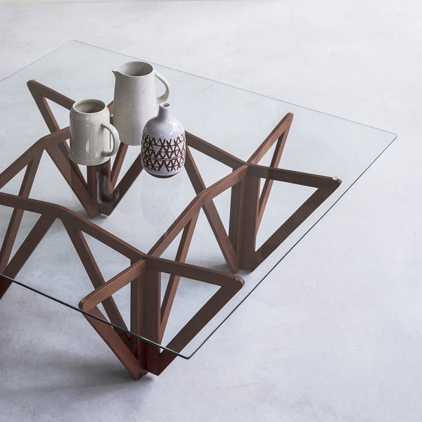 Solid teak coffee table with Glass top