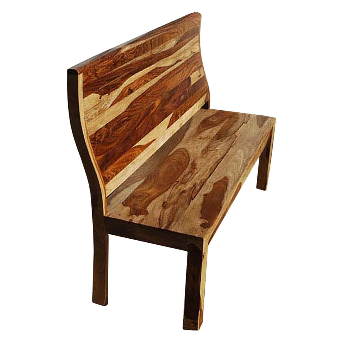 Rustic Bench With High Back Solid Wood High Back Bench