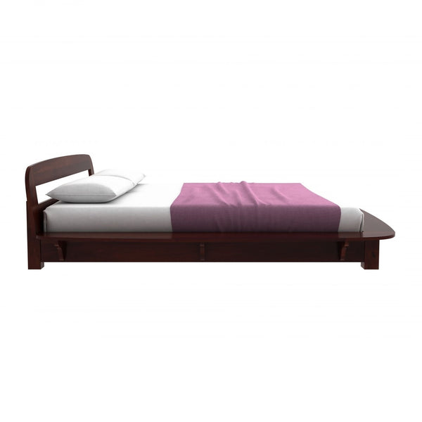 Louis Solid Wood King Size Non Storage Bed In Walnut Finish