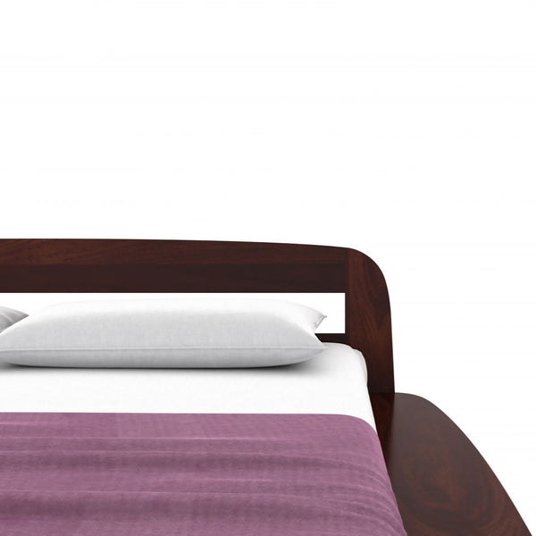 Louis Solid Wood King Size Non Storage Bed In Walnut Finish