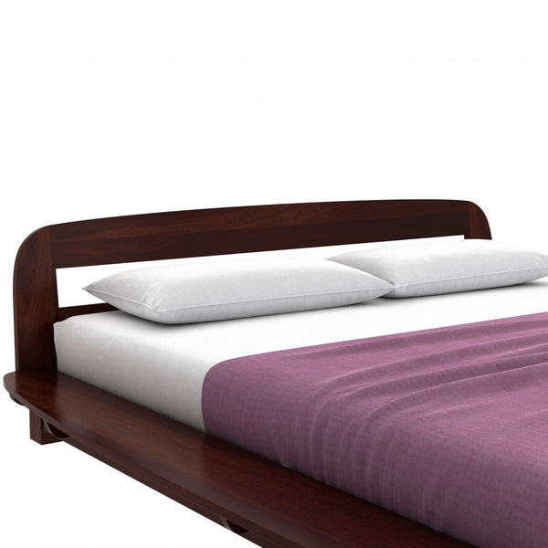 Louis Solid Wood King Size Non Storage Bed In Walnut Finish