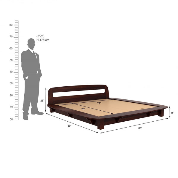 Louis Solid Wood King Size Non Storage Bed In Walnut Finish