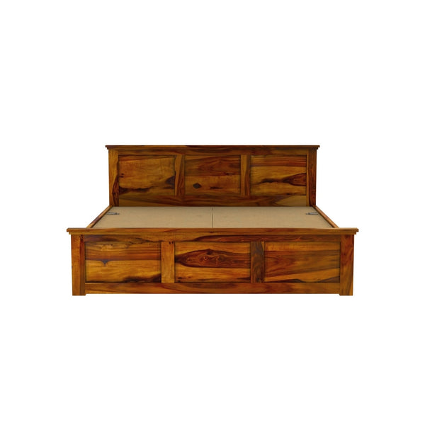 Stainfield Solid Wood King Size Box Storage Bed In Honey Oak Finish