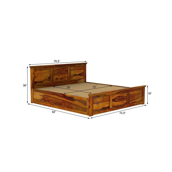 Stainfield Solid Wood King Size Box Storage Bed In Honey Oak Finish