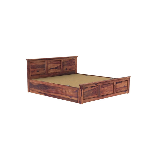Stainfield Solid Wood Queen Size Box Storage Bed In Teak Finish