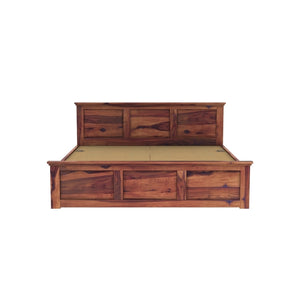 Stainfield Solid Wood Queen Size Box Storage Bed In Teak Finish