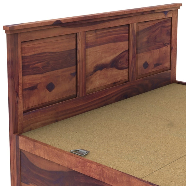 Stainfield Solid Wood Queen Size Box Storage Bed In Teak Finish