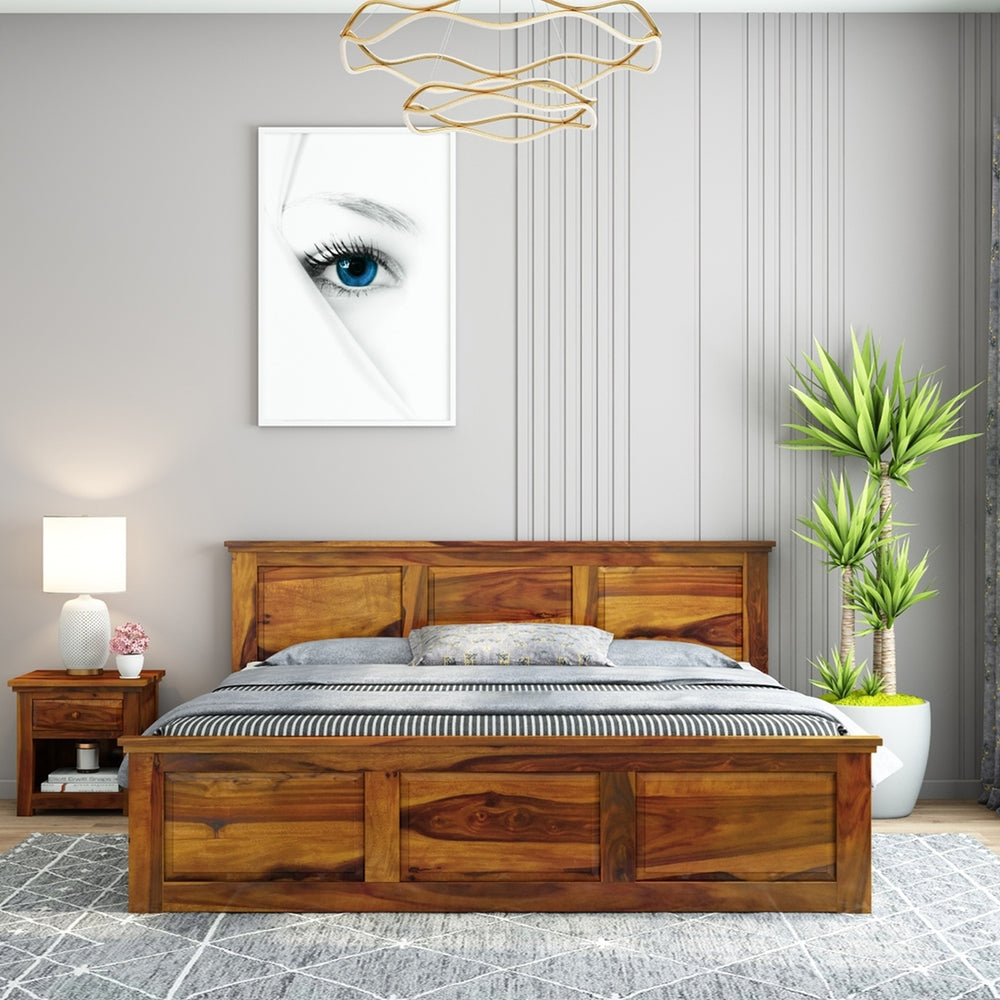Stainfleld Solid Wood King Size Bed In Honey Oak Finish