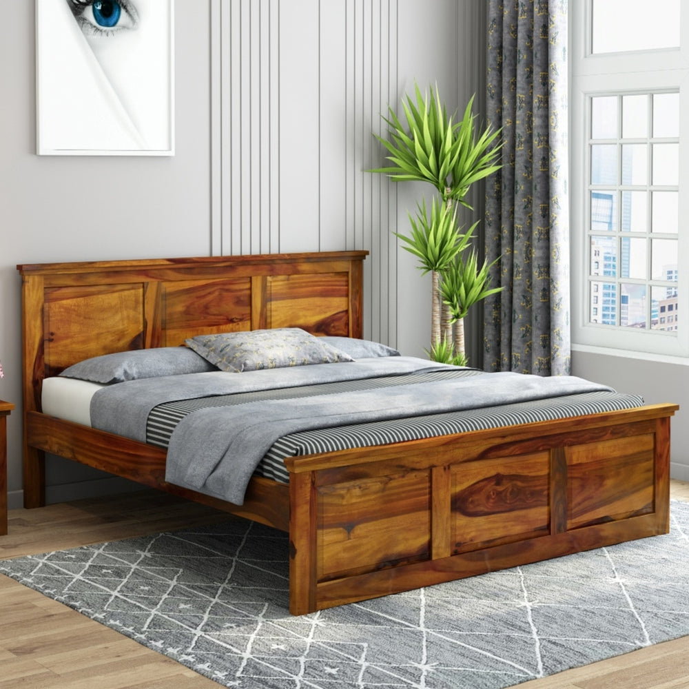 Stainfleld Solid Wood King Size Bed In Honey Oak Finish