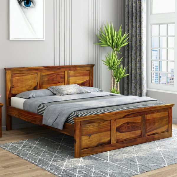 Stainfleld Solid Wood King Size Bed In Honey Oak Finish