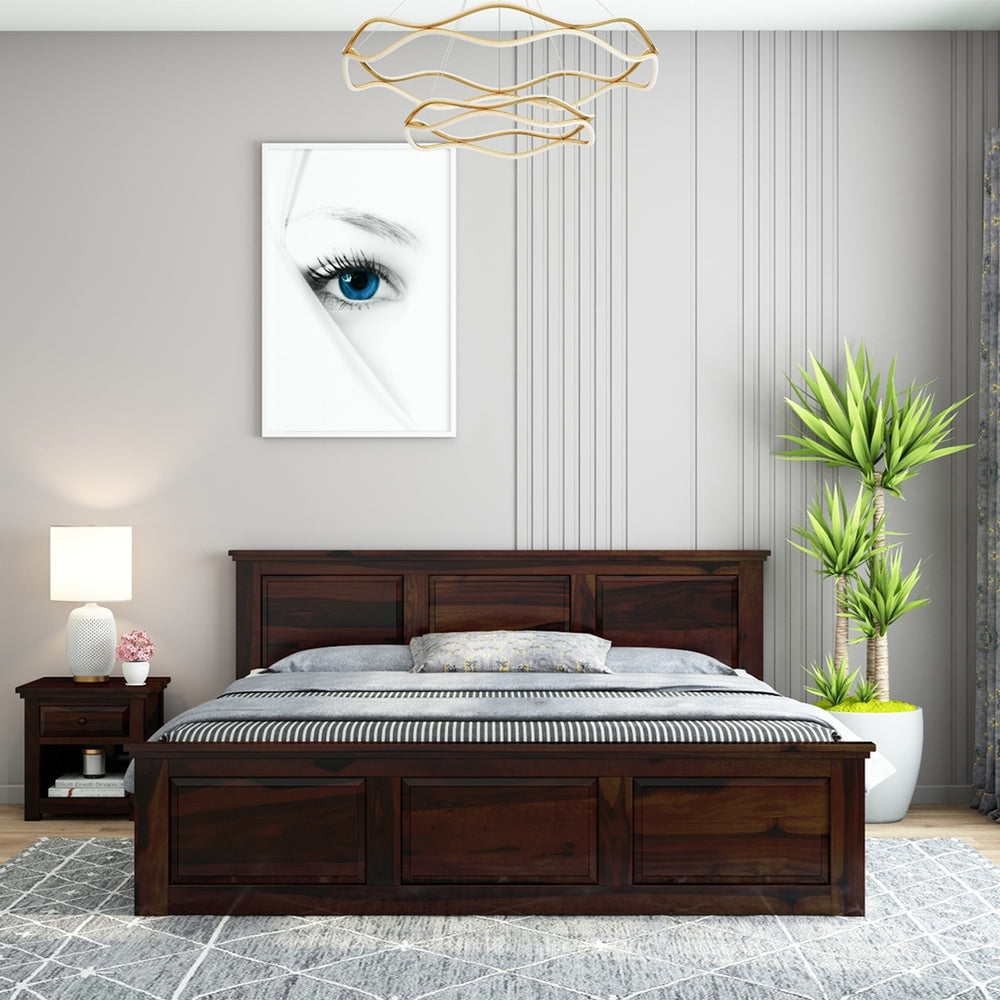 Stainfleld Solid Wood King Size Bed In Walnut Finish